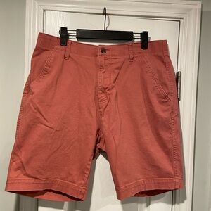 Iron Co Size 34 Pink Salmon Comfort Stretch Waist Zip Up Cotton Chino Shorts